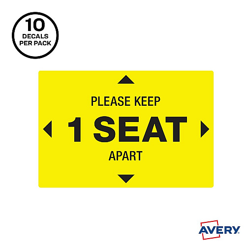 Avery Surface Safe PLEASE KEEP 1 SEAT APART Decals (83073)