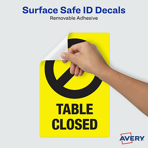 Avery Surface Safe TABLE CLOSED Preprinted Decals (83075)