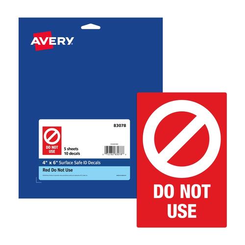 Avery Surface Safe DO NOT USE Table & Chair Decals (83078)