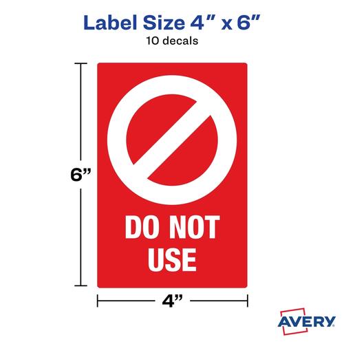 Avery Surface Safe DO NOT USE Table & Chair Decals (83078)