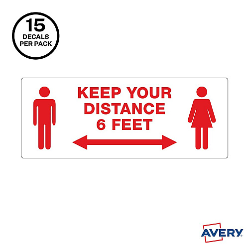 Avery Surface Safe KEEP YOUR DISTANCE Decals (83079)