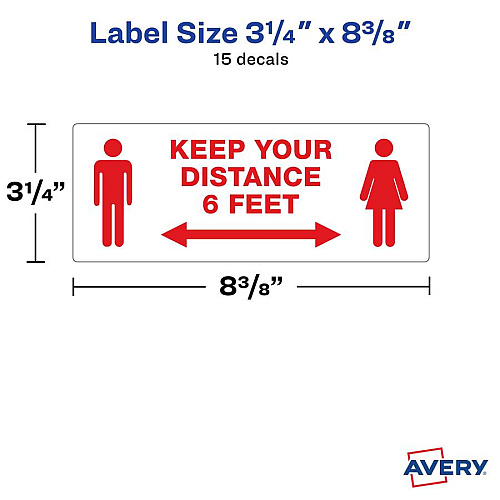 Avery Surface Safe KEEP YOUR DISTANCE Decals (83079)