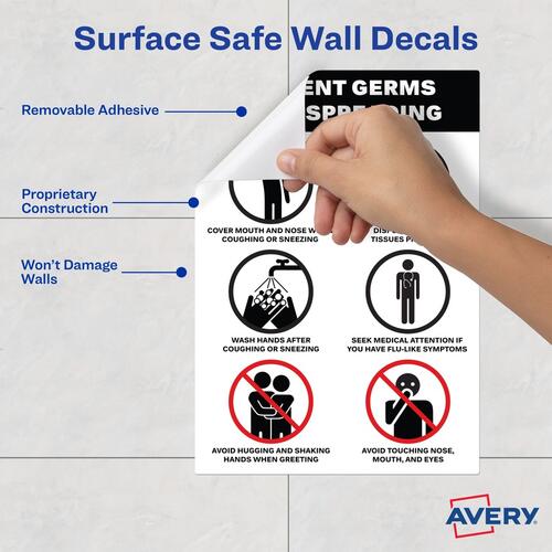 Avery Surface Safe PREVENT GERMS Wall Decals (83174)