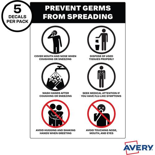 Avery Surface Safe PREVENT GERMS Wall Decals (83174)