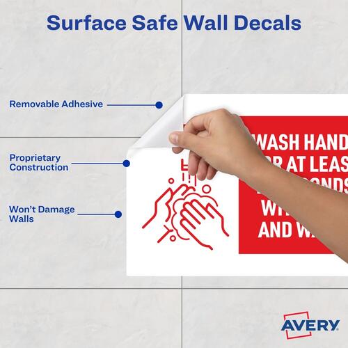 Avery Surface Safe NOTICE WASH HANDS Wall Decals (83175)