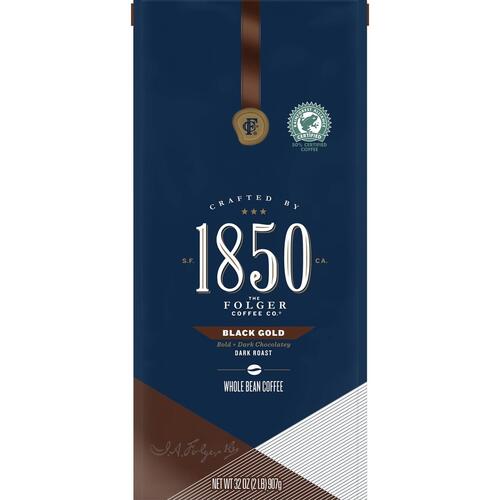 Folgers 1850 Black Gold Dark Roast Ground Coffee Whole Bean (21522)