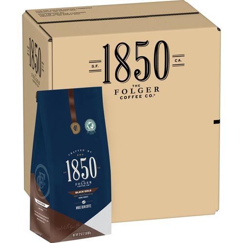 Folgers 1850 Black Gold Dark Roast Ground Coffee Whole Bean (21522)
