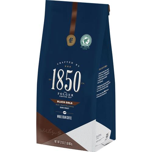 Folgers 1850 Black Gold Dark Roast Ground Coffee Whole Bean (21522)