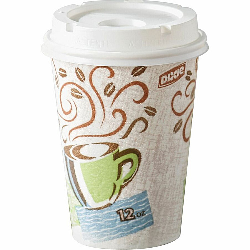 Dixie PerfecTouch 12 oz Hot Coffee Cup and Lid Sets by GP Pro (5342COMBO6)