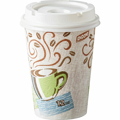 Dixie PerfecTouch 12 oz Hot Coffee Cup and Lid Sets by GP Pro (5342COMBO6)