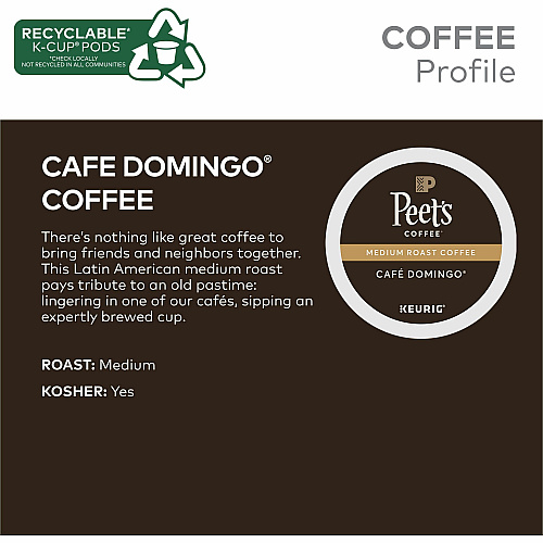 Peet's Coffee K-Cup Cafe Domingo Coffee (2404)