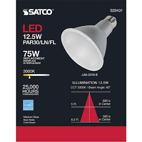SATCO 12W PAR 30/LN/FL 3000K LED Bulb (S29431)