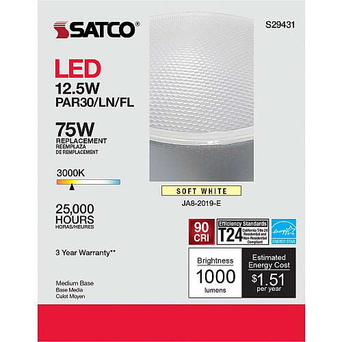 SATCO 12W PAR 30/LN/FL 3000K LED Bulb (S29431)