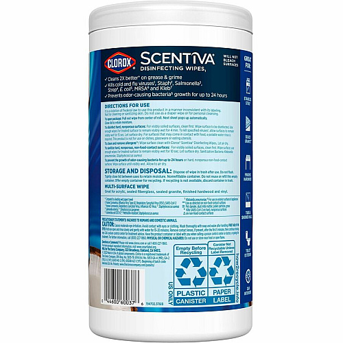 Clorox Scentiva Wipes, Bleach Free Cleaning Wipes (60037)