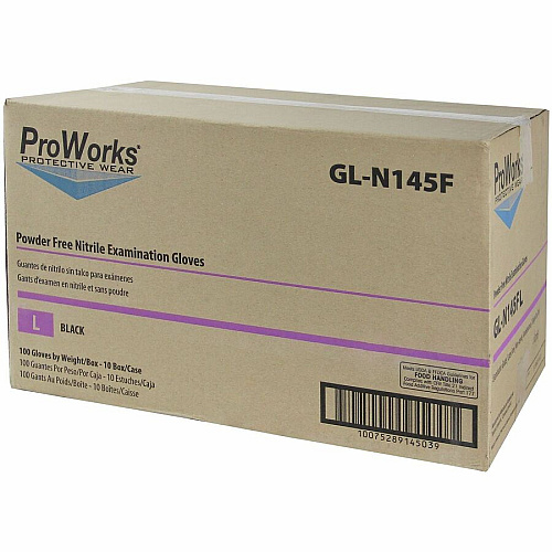 ProWorks Black Nitrile Exam Gloves, Powder Free 5 mil (GL-N145F) (GLN145FL)
