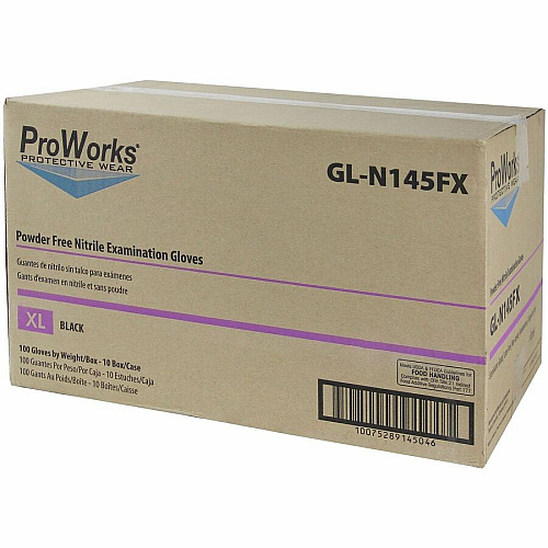 ProWorks Black Nitrile Exam Gloves, Powder Free 5 mil (GL-N145F) (GLN145FX)