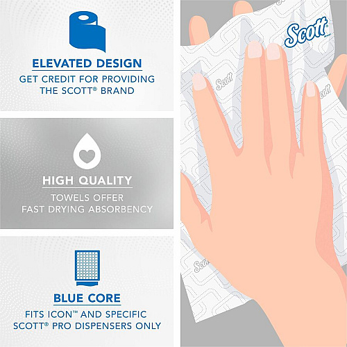 Scott Pro High-Capacity Hard Roll Towels with Elevated Design & Absorbency Pockets (53925)