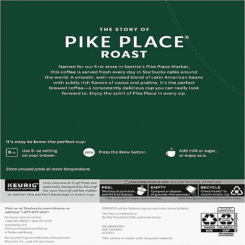 Starbucks K-Cup Pike Place Roast Coffee (12434812CT)