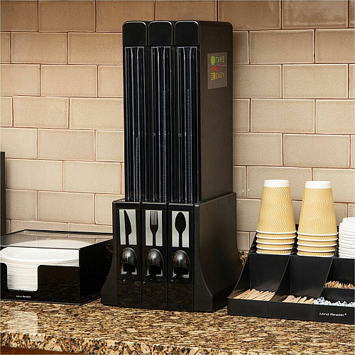Mind Reader 3-Compartment Utensil Dispenser Organizer (CUTDISPBK)