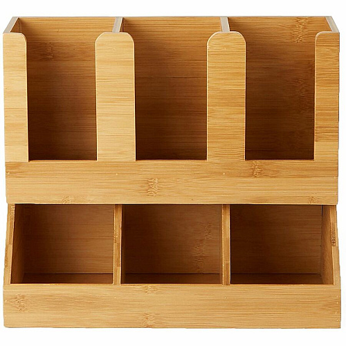 Mind Reader 6-Compartment Cup/Lid Bamboo Organizer (UPBMB)