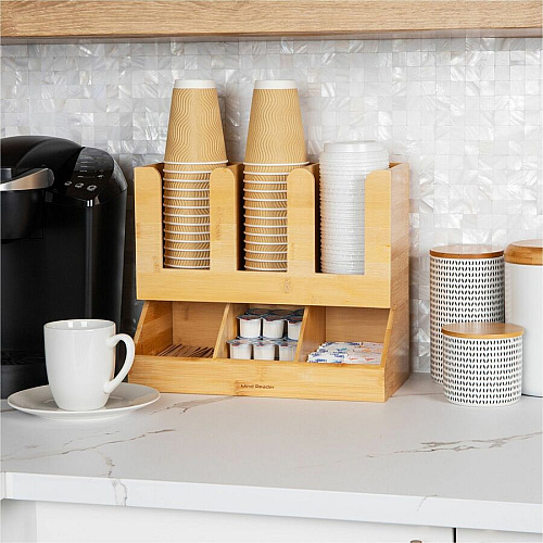 Mind Reader 6-Compartment Cup/Lid Bamboo Organizer (UPBMB)