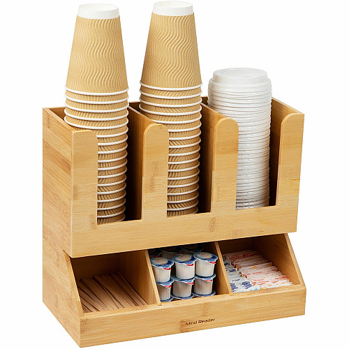 Mind Reader 6-Compartment Cup/Lid Bamboo Organizer (UPBMB)