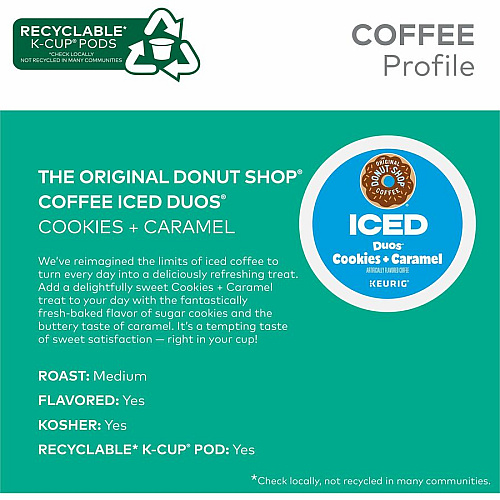 The Original Donut Shop K-Cup Iced Duos Cookies and Caramel Coffee (9881)