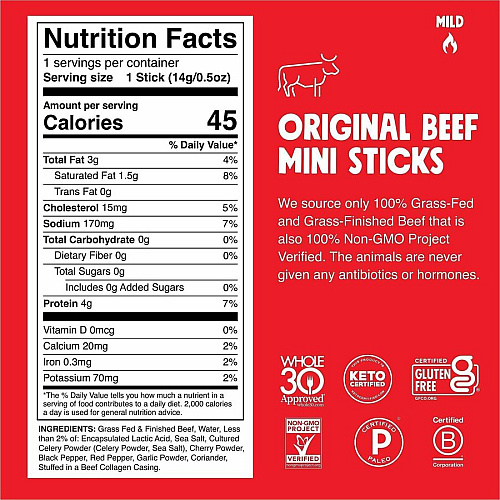 Chomps Original Beef Chomplings Snack Sticks (LCO24)