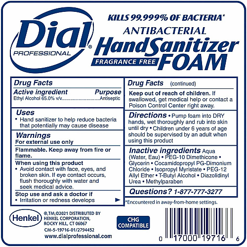 Dial Hand Sanitizer Foam Refill (19717)