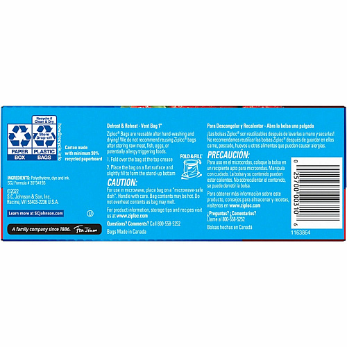 Ziploc Stand-Up Storage Bags (351317CT)