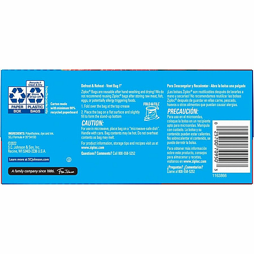 Ziploc Stand-Up Storage Bags (351319CT)
