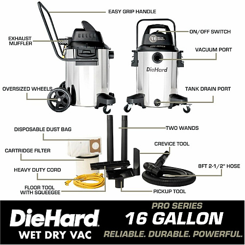 DieHard 16-Gallon 6.5 HP Pro Series Wet/Dry Vacuum (DH7000701)