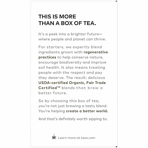 Tazo Regenerative Organic Earl Grey Black Tea Bag (00352)