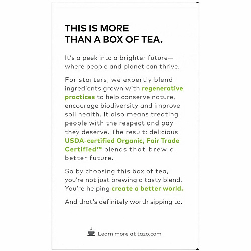 Tazo Regenerative Organic Green Ginger Green Tea Bag (00356)