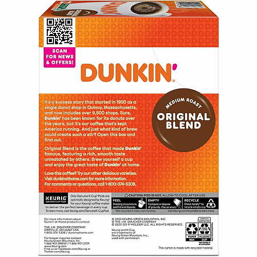 Dunkin' K-Cup Original Blend Coffee (0315)