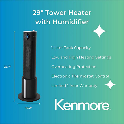 Kenmore 29" Tower Heater with Humidifier (KM65012BK)