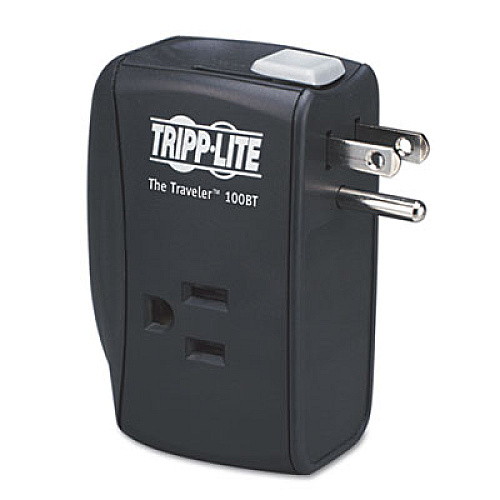 Tripp Lite Protect It! Portable Surge Protector, 2 Outlets, Direct Plug-In, 1050 Joules (TRAVLER100BT)