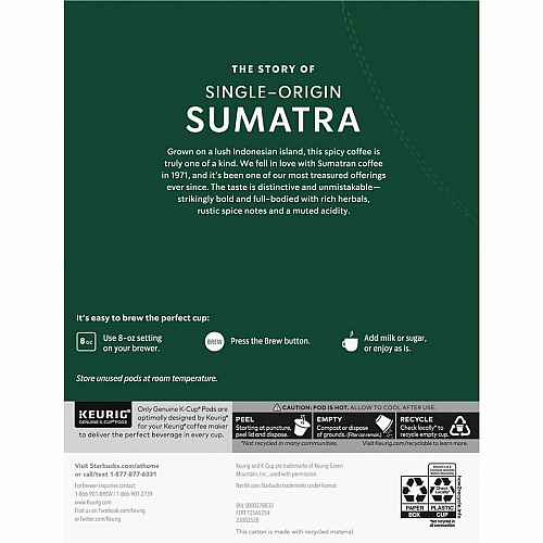 Starbucks K-Cup Sumatra Coffee (91281)