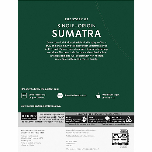 Starbucks K-Cup Sumatra Coffee (91281)