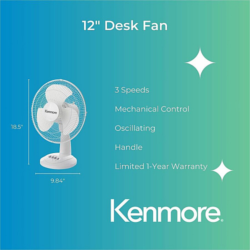 Kenmore 12" Desk Fan (KM60007WH)