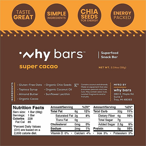 Why Bars Superfood Protein Snack Bars (WB1)