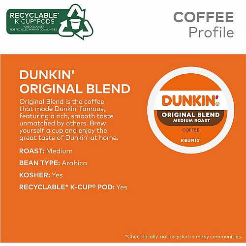 Dunkin' K-Cup Original Blend Coffee (0315CT)
