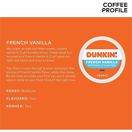 Dunkin' K-Cup, Pod French Vanilla Coffee (1268CT)