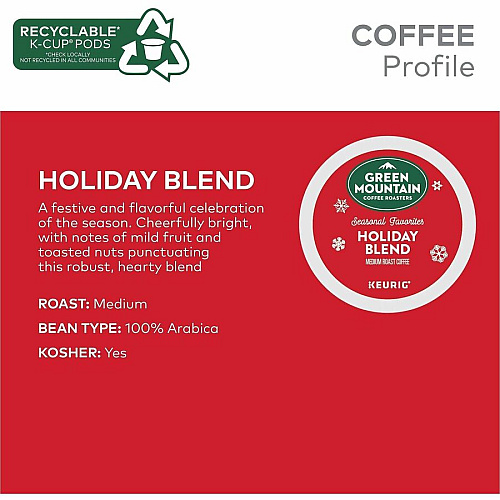 GREEN MOUNTAIN COFFEE ROASTERS K-Cup, Pod Holiday Blend Coffee (6204CT)