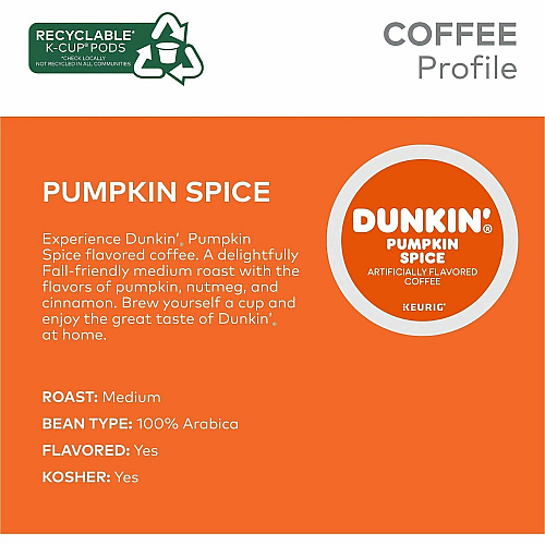Dunkin' Donuts K-Cup Pumpkin Spice Coffee (7596CT)