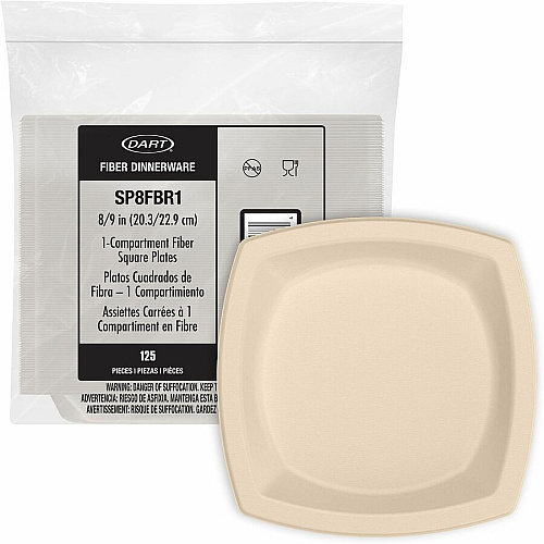 Dart 8" Square Fiber Plates (SP8FBR1CT)
