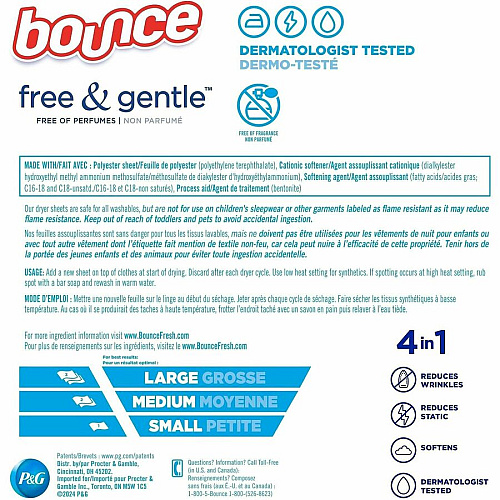 Bounce Free & Gentle Dryer Sheets (53312)