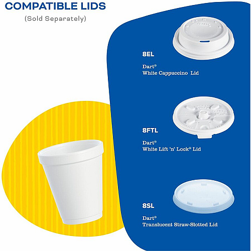 Dart J Cup 8 oz Insulated Foam Cups (8J8)