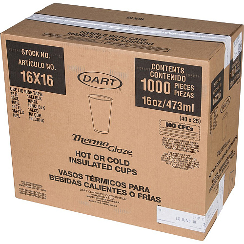 Dart ThermoGlaze 16 oz Design Insulated Foam Cups (16X16G)
