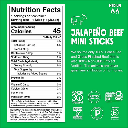 Chomps Chomplings Jalepeno Beef Jerky Sticks (LCJ24)